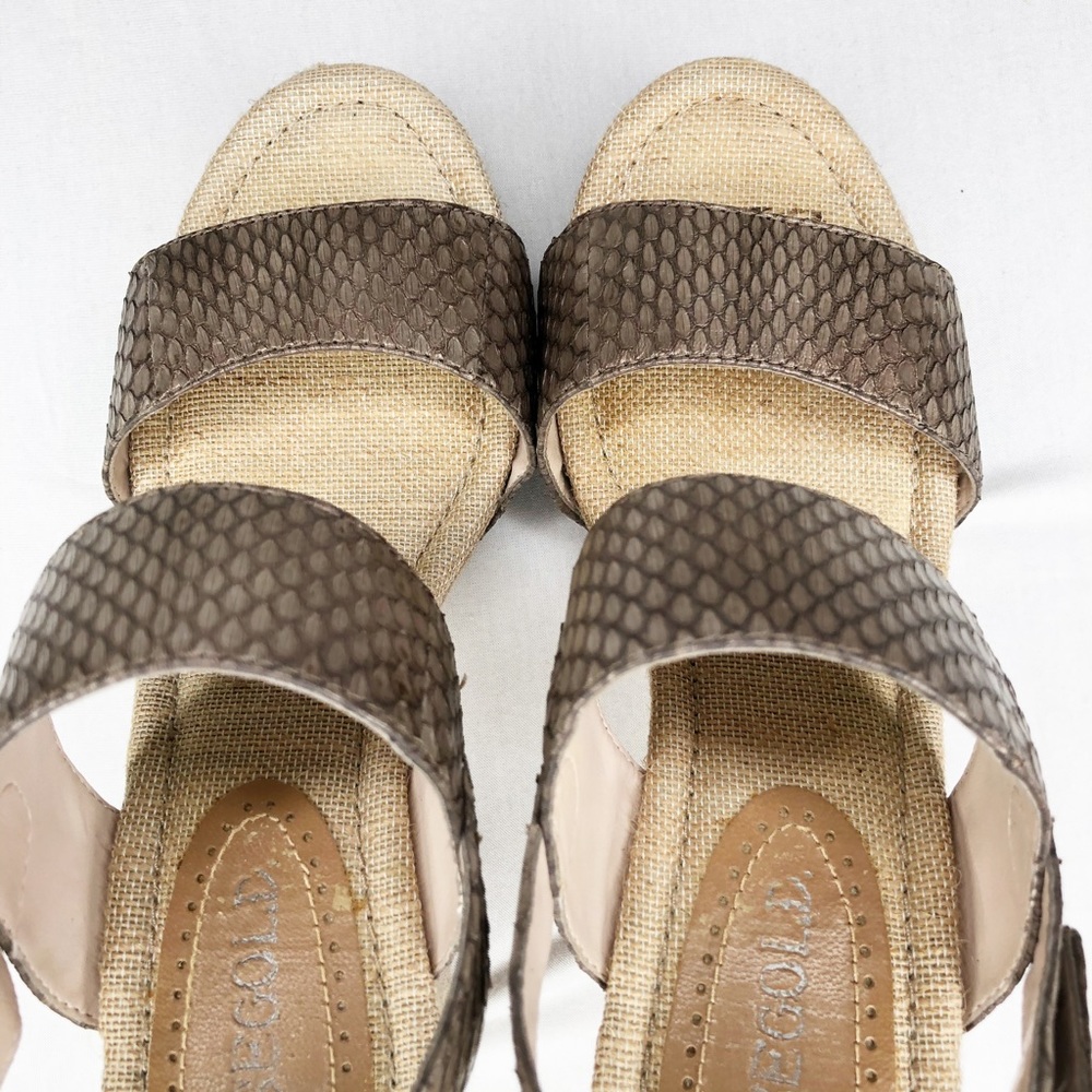 ROSEGOLD Reptile Look Leather Bronze Sandals, 37.5 - Picture 6 of 9